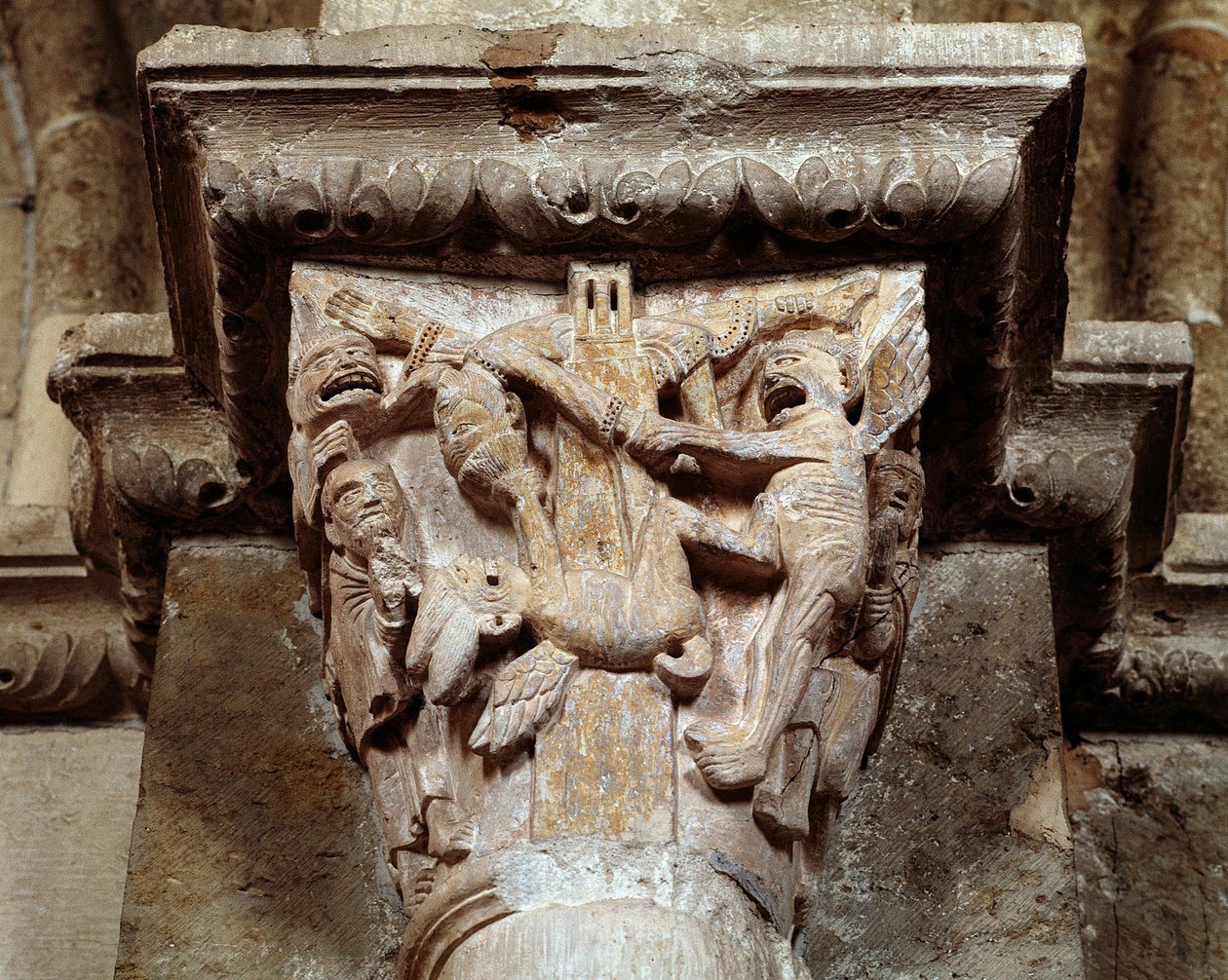 Synet om den hellige Antonius af Padua (udskåret hovedstad) af Romanesque