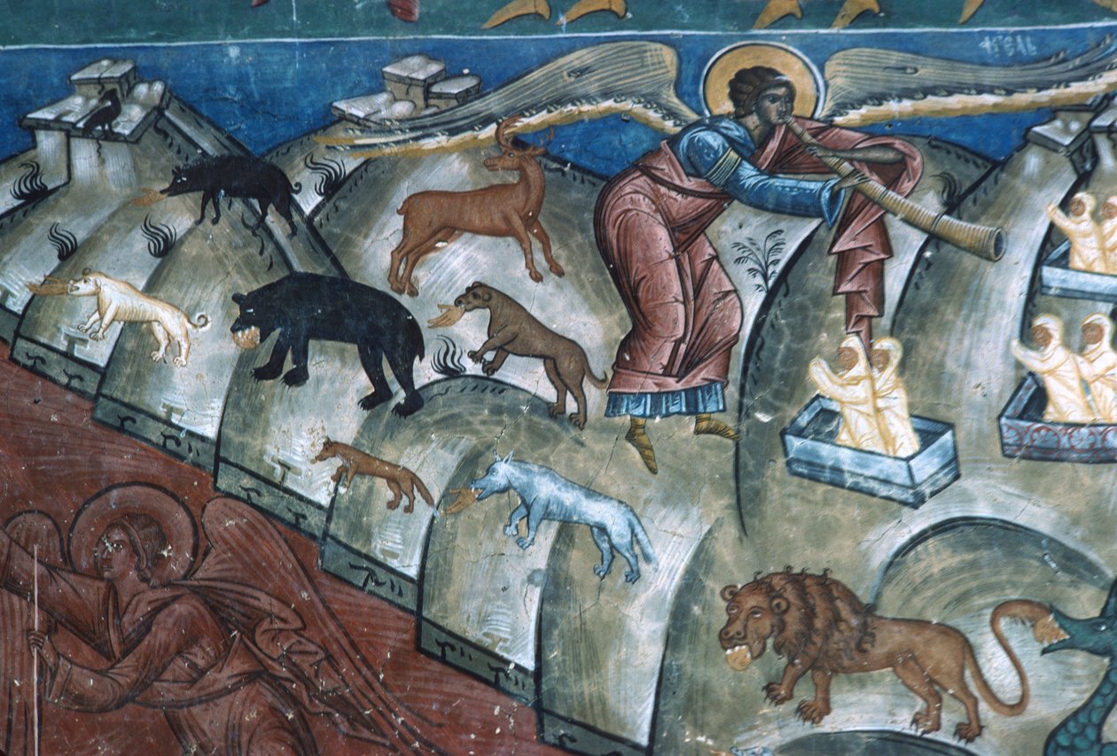 Dyr der digorgerer, detalje fra The Last Judgement, 1547-50 af Romanian School