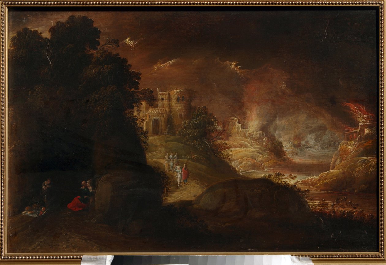 Sodoma og Gomorra. Maleri af Rombout van Troyen (cirka 1605-cirka 1650), olie på lærred. hollandsk kunst af Rombout van Troyen