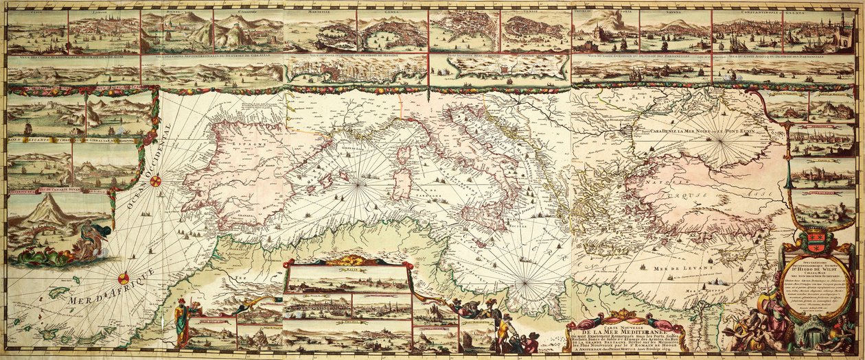 Kort over Middelhavet af Romeyn de Hooge