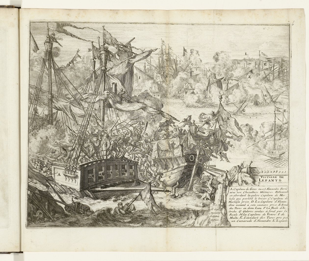 Slaget ved Lepanto, 1571 Victoire de Lepanto (titel på objekt) Guerres de Flandres (serietitel) af Romeyn de Hooghe (attributed to)
