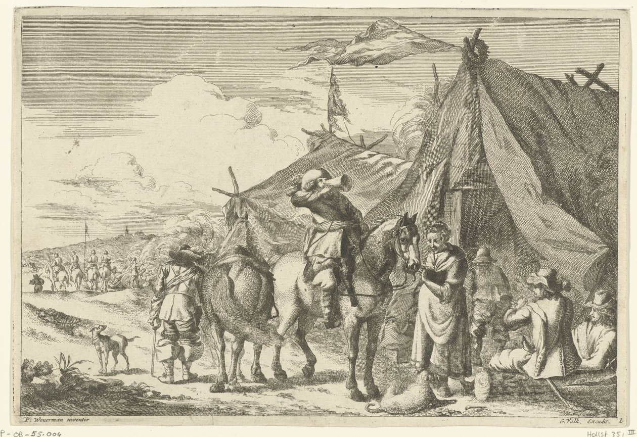 Rytterne hviler ved telte af Romeyn de Hooghe (rejected attribution)