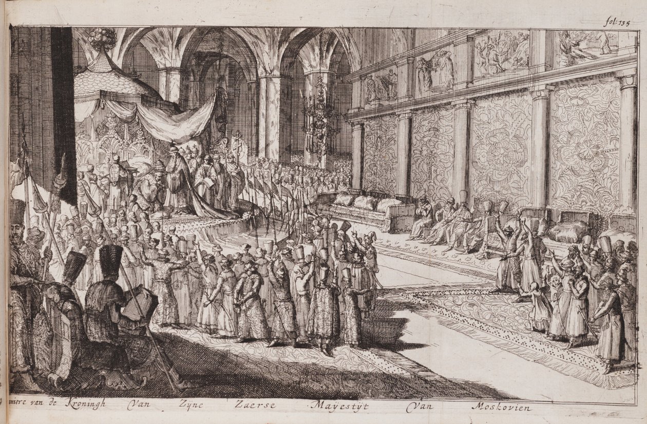 En scene ved zar Alexis Mikhailovichs kongelige hof, 1677 af Romeyn de Hooghe