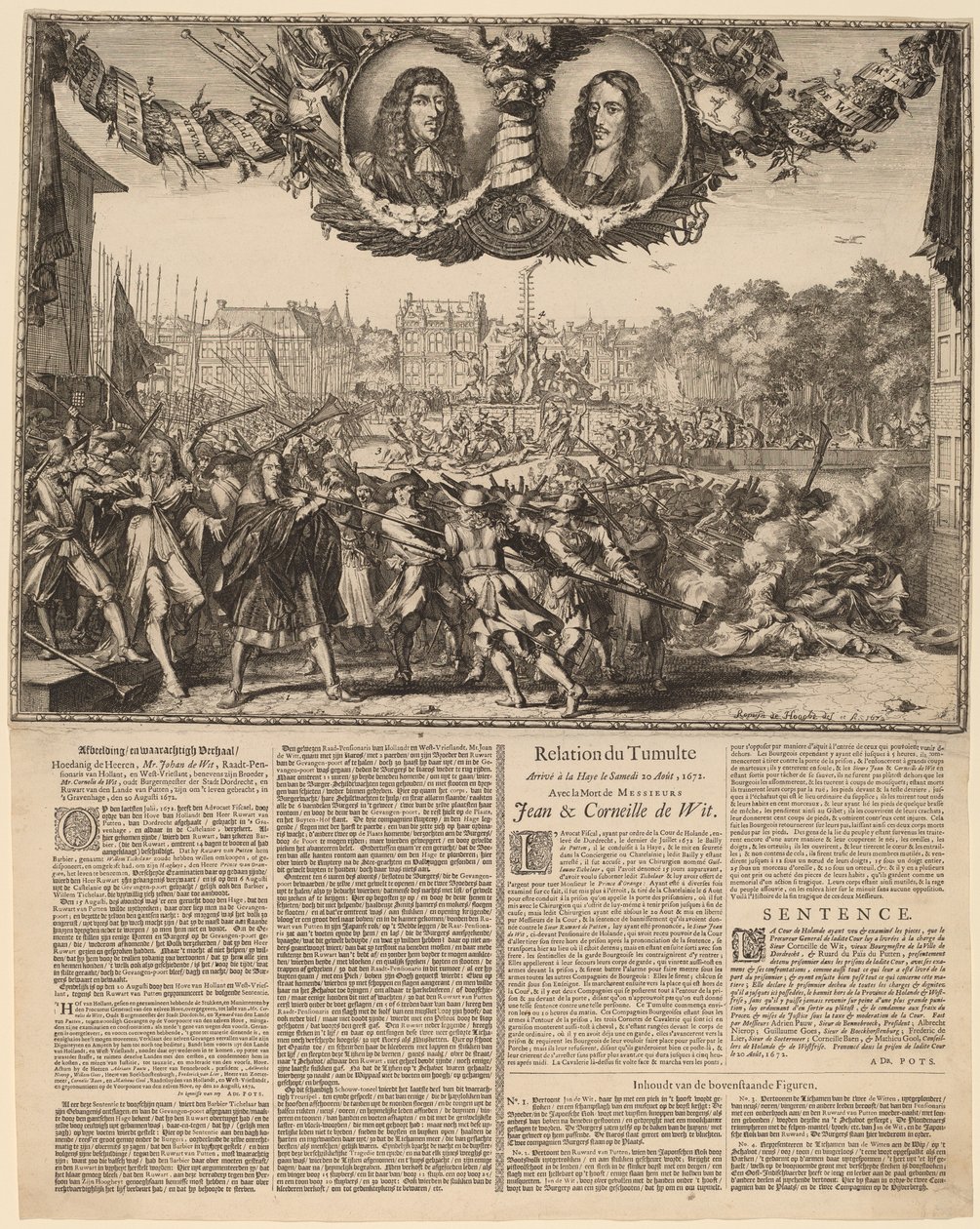 Billede og sandfærdig historie... (Repræsentation af den sande historie om Johan de Witt...) af Romeyn de Hooghe