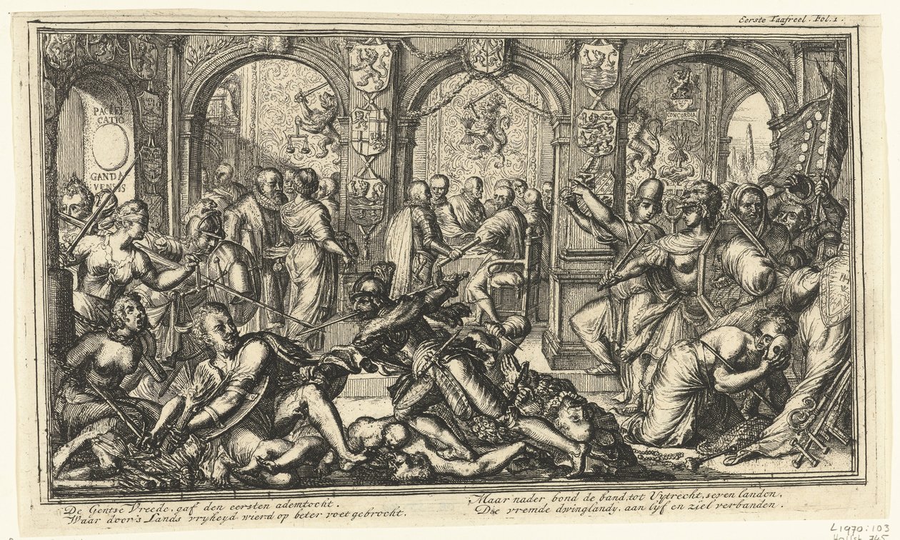 Allegori af Union of Utrecht, 1579 af Romeyn de Hooghe