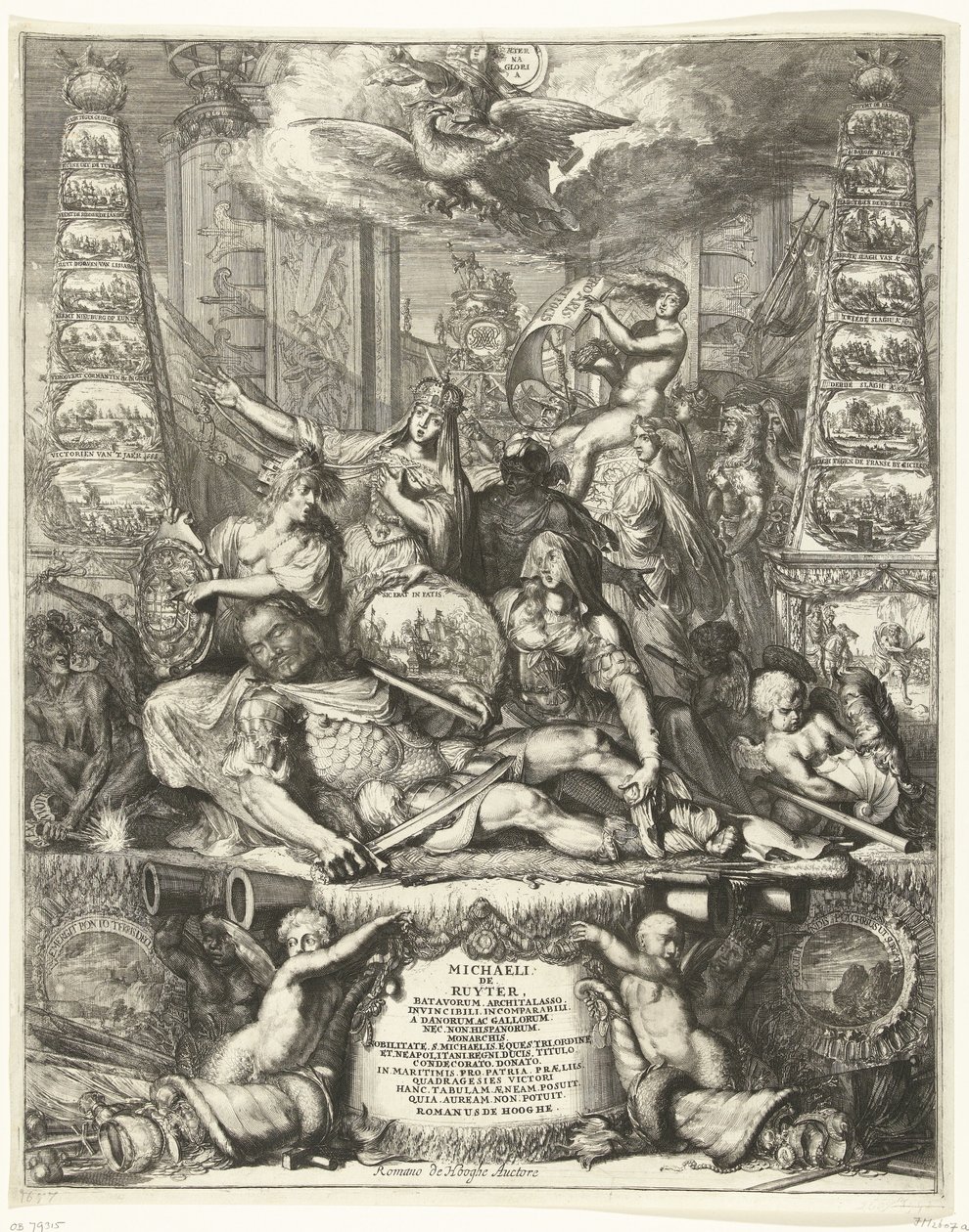 Allegori om Michiel de Ruyters død, 1676 af Romeyn de Hooghe