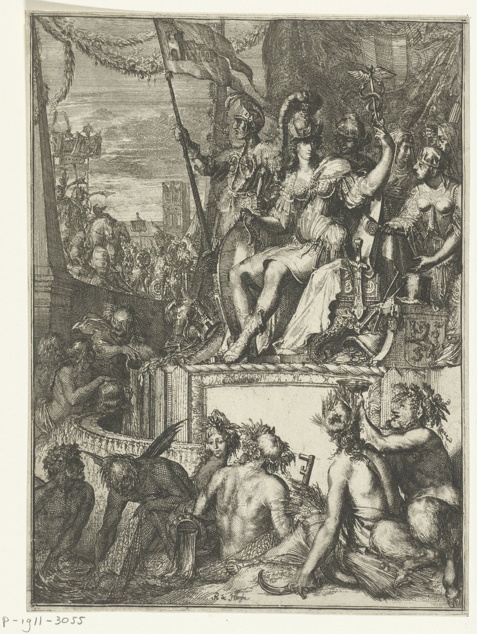 Allegorisk fremstilling af (sø)handel Samling af historiske og allegoriske tryk. 11 stk af Romeyn de Hooghe