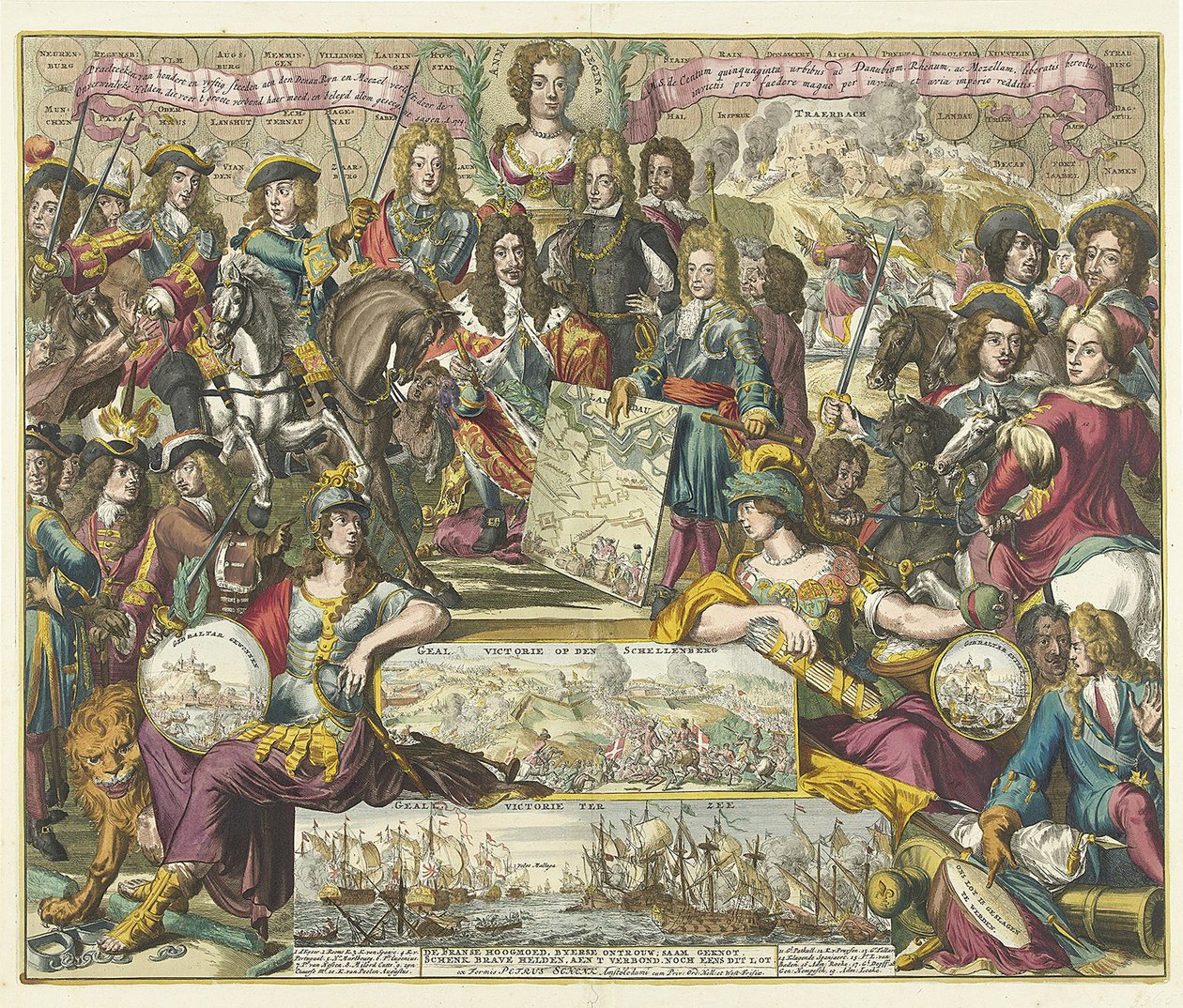 Allegori om de allieredes sejr i 1704, 1704-1705 af Romeyn de Hooghe