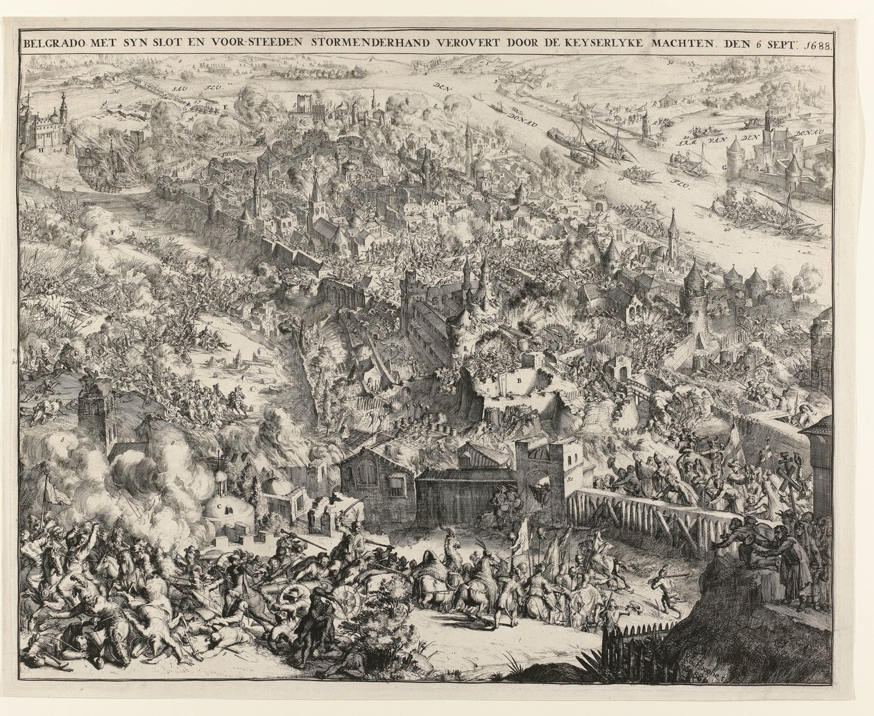 Belgrad taget med storm af Maximilian Emanuel, kurfyrst af Bayern, 6. september 1688 af Romeyn de Hooghe