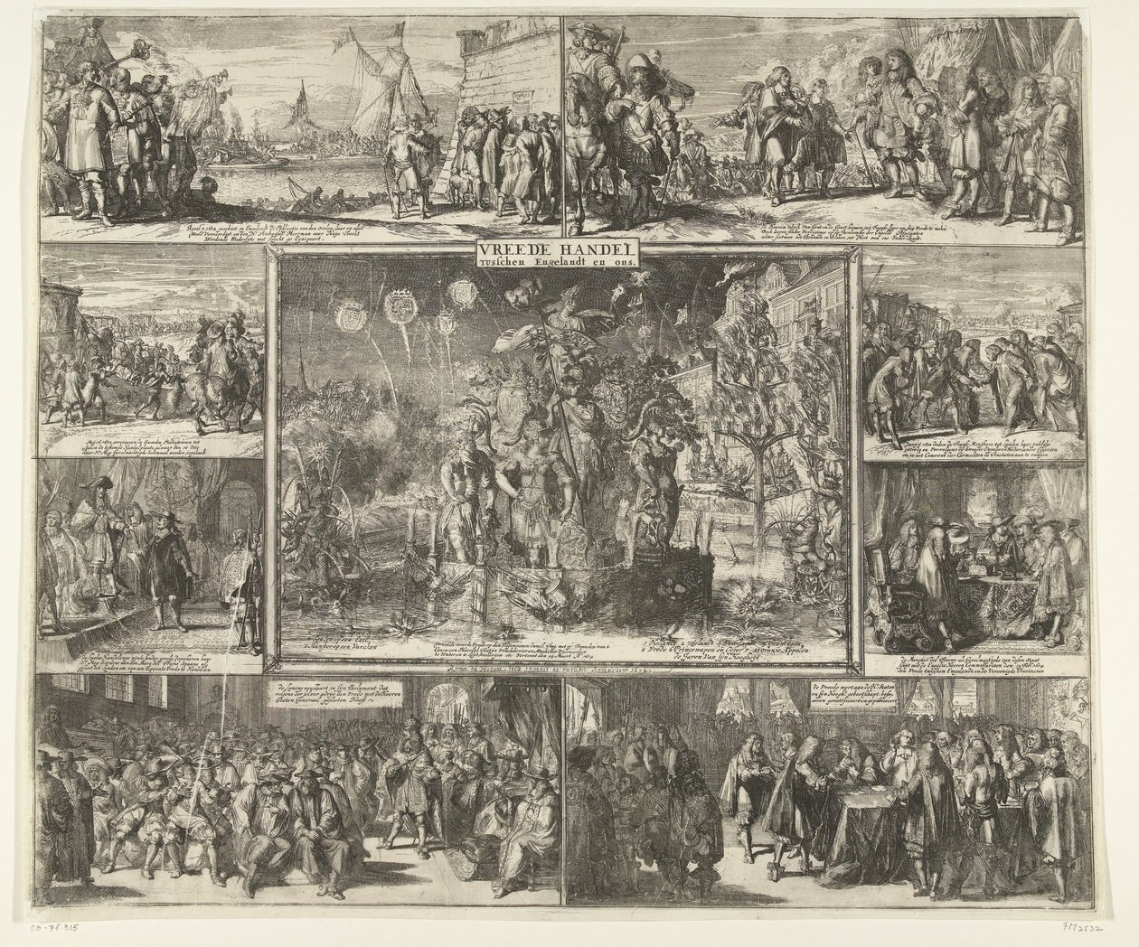 The Peace of Westminster, 1674 Fredshandel mellem England og os (titel på objekt) af Romeyn de Hooghe