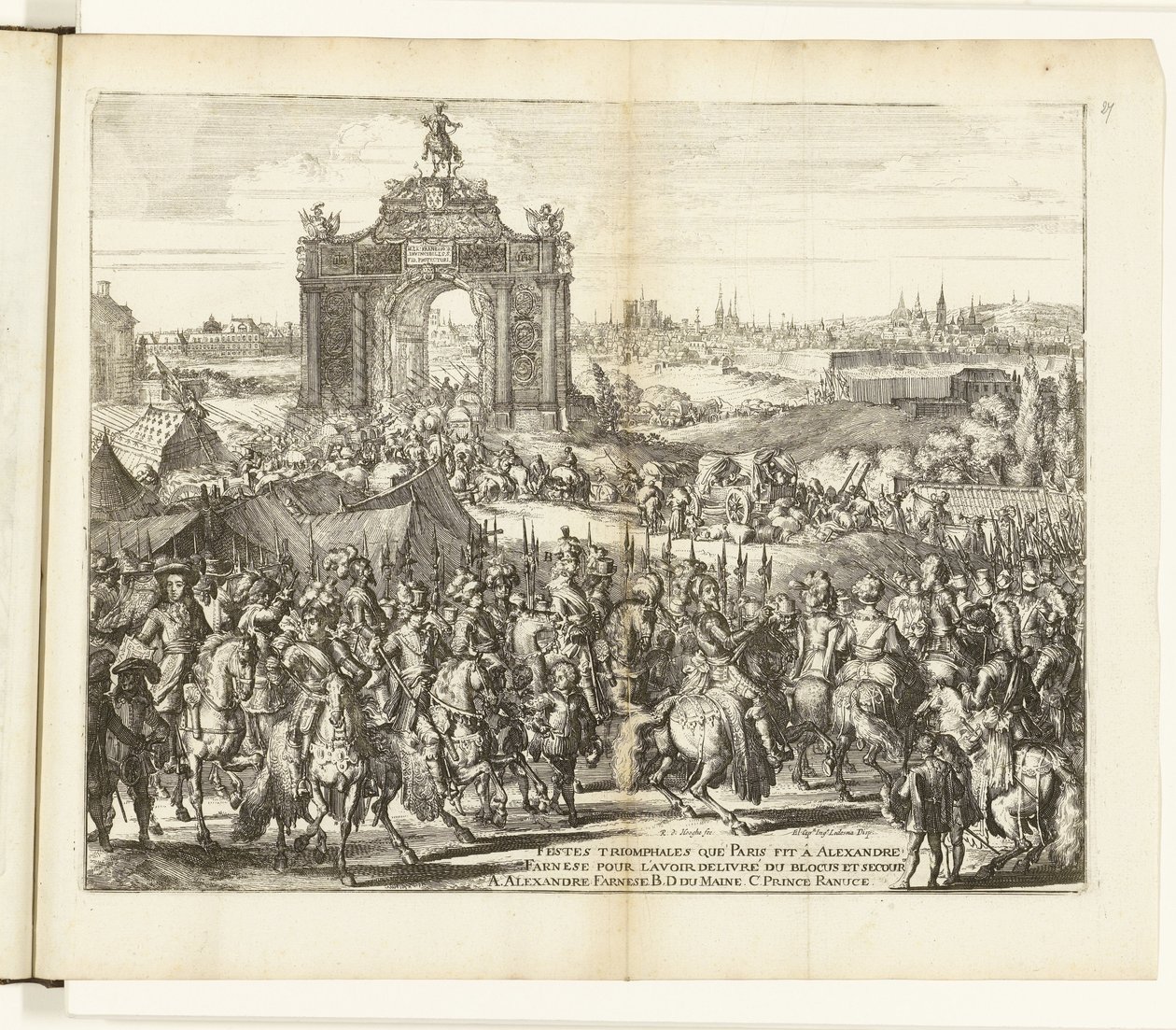Festlig indtræden af ​​Farnese efter relieffet i Paris, 1590 Festes triomphales que Paris fit à Alexandre Farnese pour l