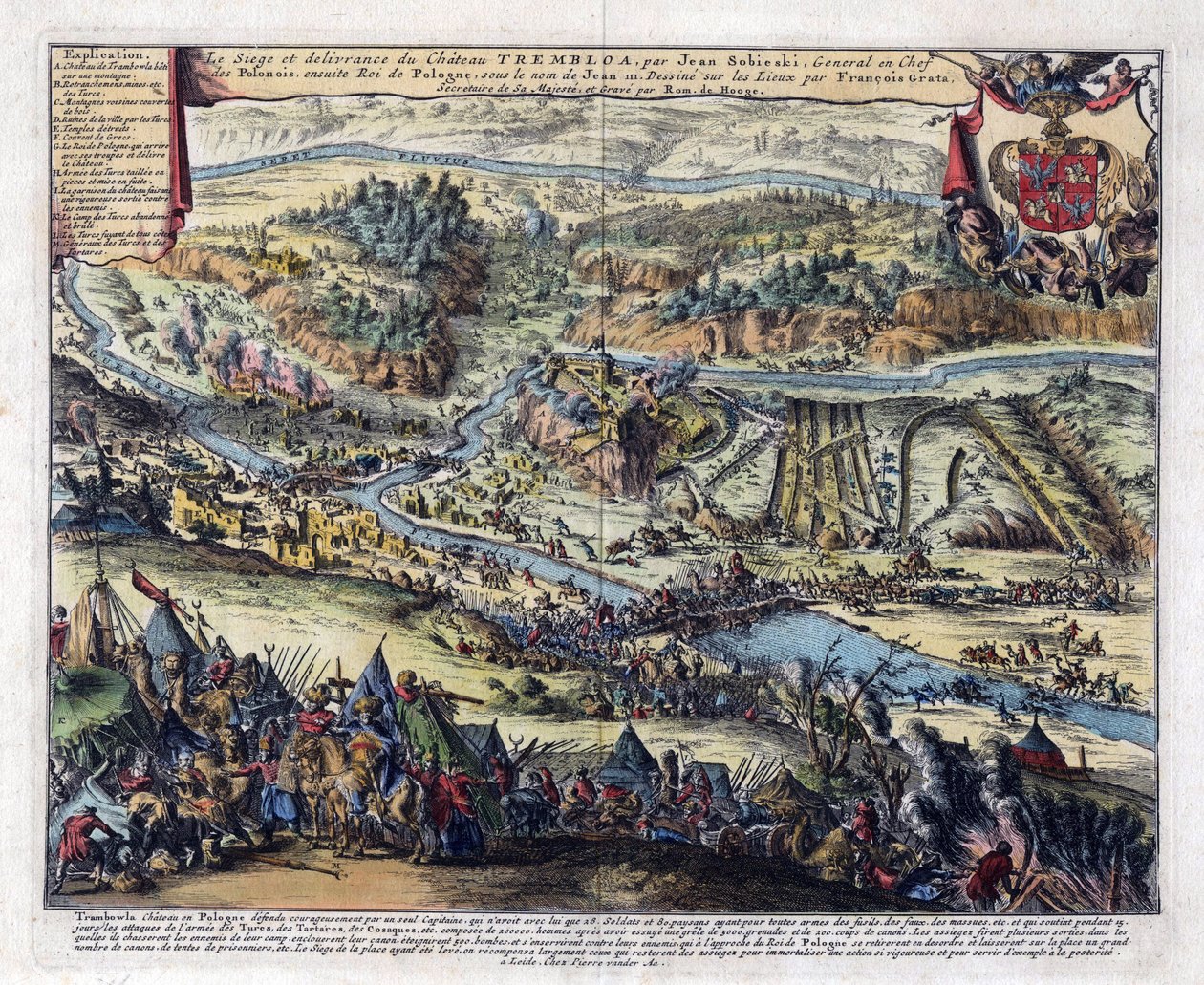 Den polske tyrkiske krig (1672-1676) - Slaget ved Trembowla (Terebovlia, Ukrine) - Belejringen af ​​Trembowla i 1675 - Kunstværk af Romeyn de Hooghe (1645-1708) - 1690 - Radering, akvarel - 35,2x42,6 - Privat samling af Romeyn de Hooghe