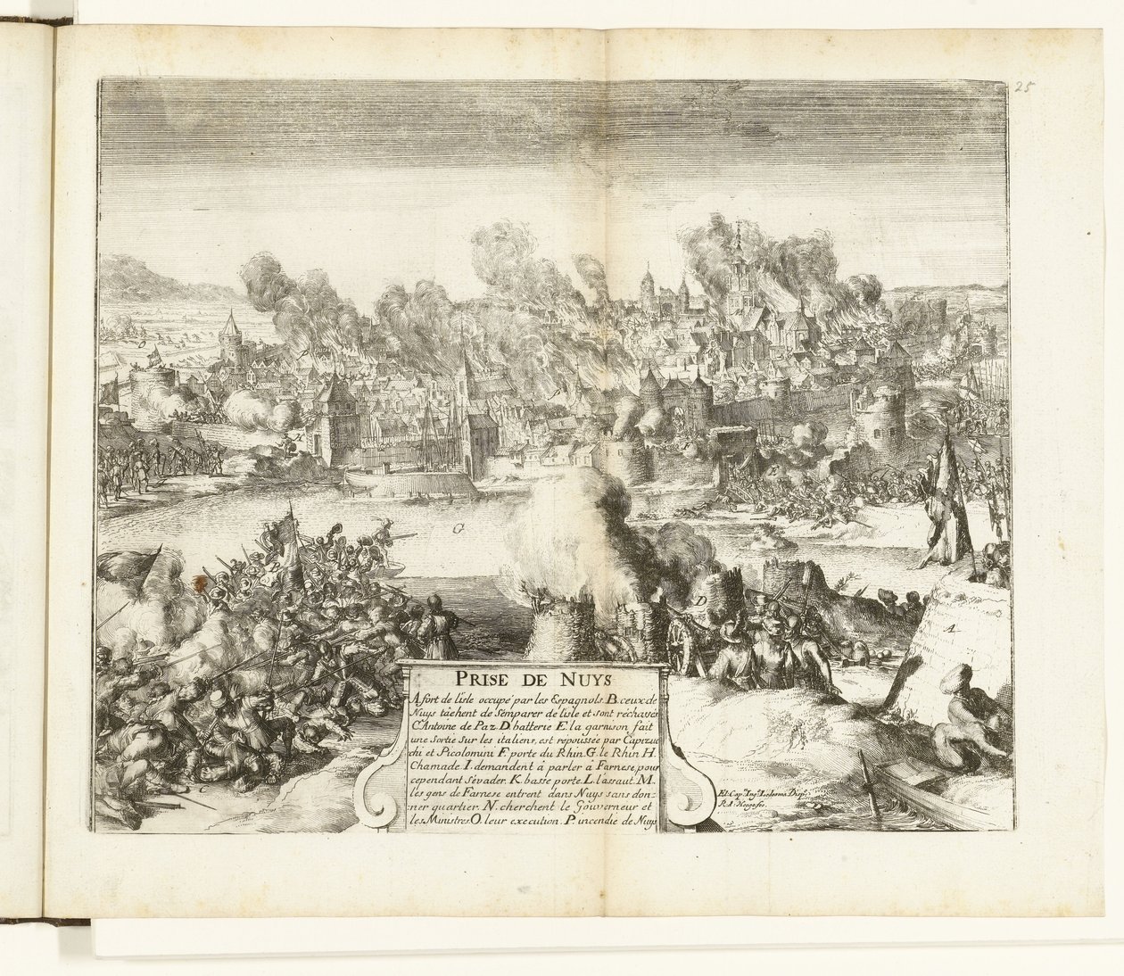 Indtagelse og plyndring af Neuss, 1586 Prize de Nuys (titel på objekt) Guerres de Flandres (serietitel) af Romeyn de Hooghe