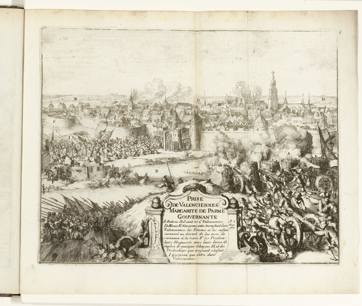 Inname van Valenciennes, 1567 Capture of Valenciennes (titel på objekt) Wars of Flanders (serietitel) af Romeyn de Hooghe