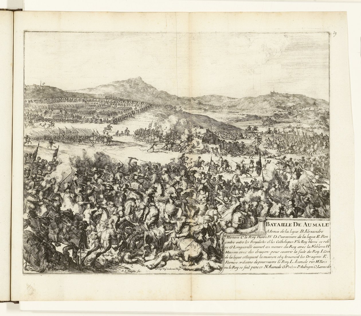 Slag bij Aumale, 1592 Battle of Aumale (titel på objekt) Wars of Flanders (serietitel) af Romeyn de Hooghe