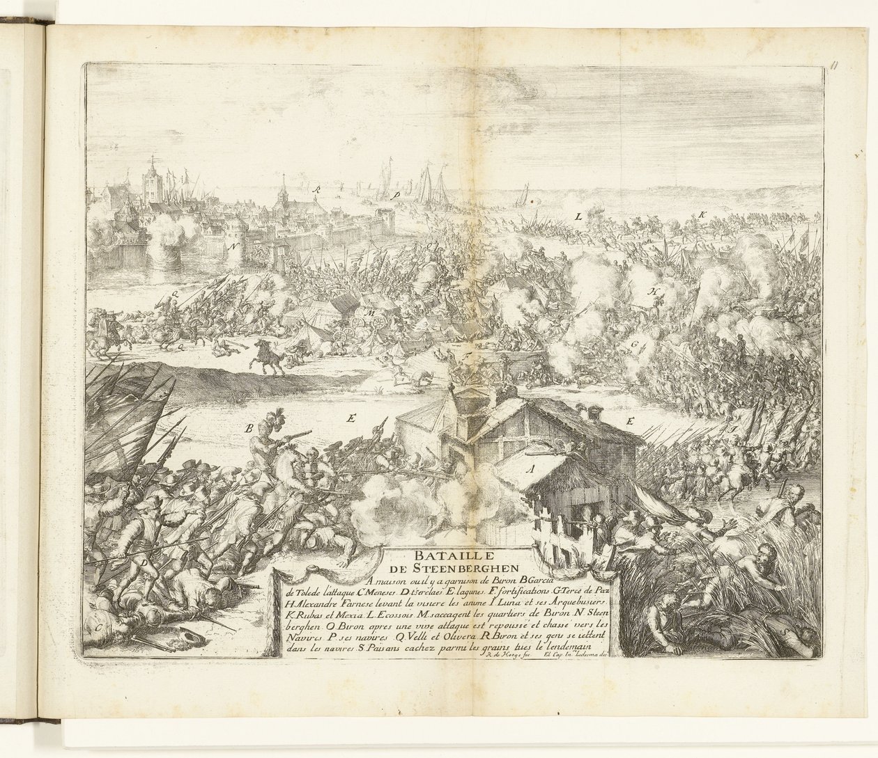 Slaget ved Steenbergen, 1583 Bataille de Steenberghen (titel på objekt) Guerres de Flandres (serietitel) af Romeyn de Hooghe