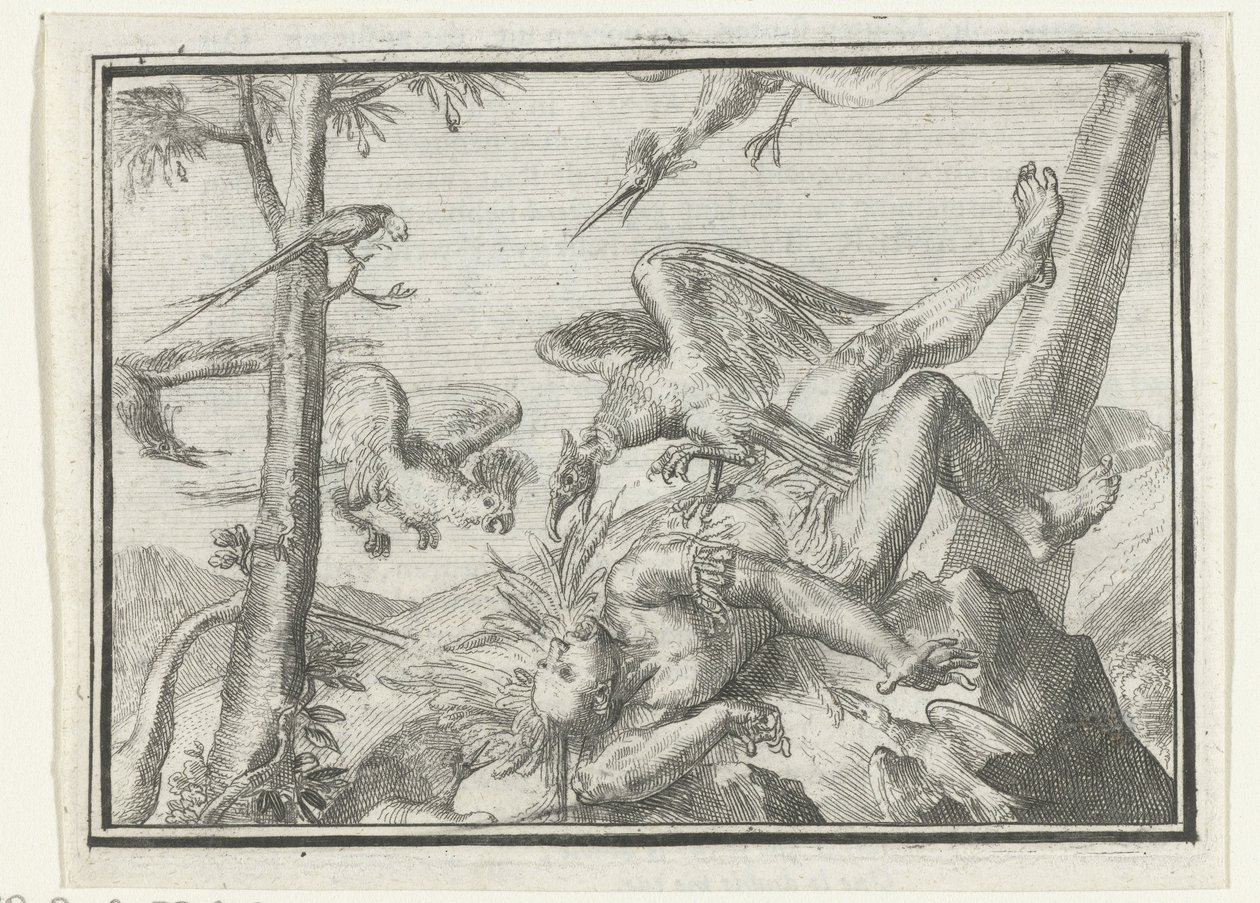 Titelblad til pjecen: De Geplukte Tapoeijer, 1702 De Plukte Tapoeijer (titel på objekt) Esopus in Europe (serietitel) af Romeyn de Hooghe