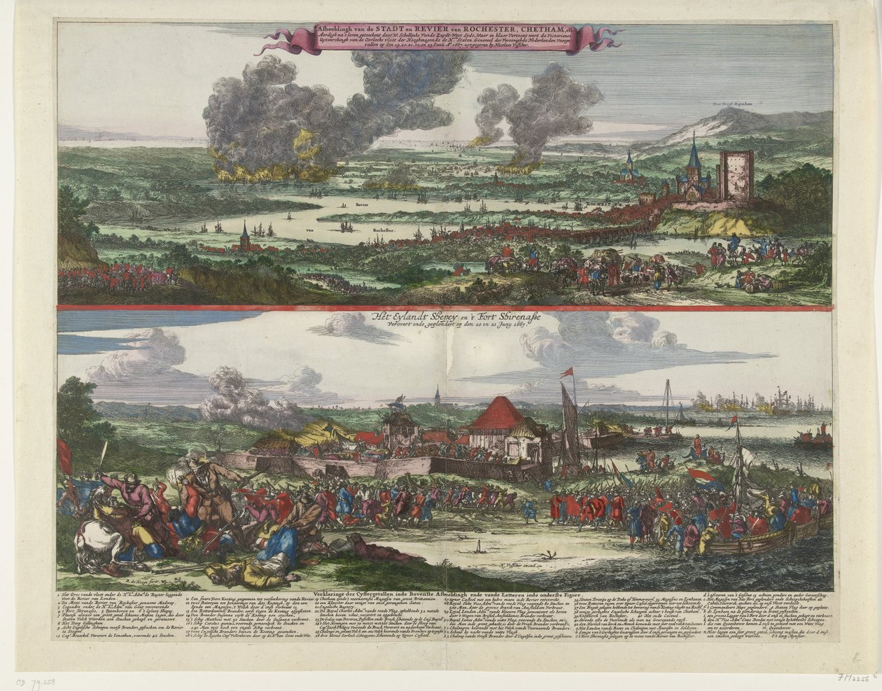 Rejsen til Chatham og erobringen af ​​Isle of Sheppey, 1667 Billede af Stadt and Revier of Rochester, Chetham etc. / Het Eylandt Shepey and 