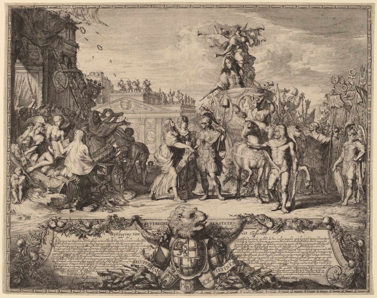 Uytrecht Restores (Generobringen af ​​Utrecht, 1673) af Romeyn de Hooghe