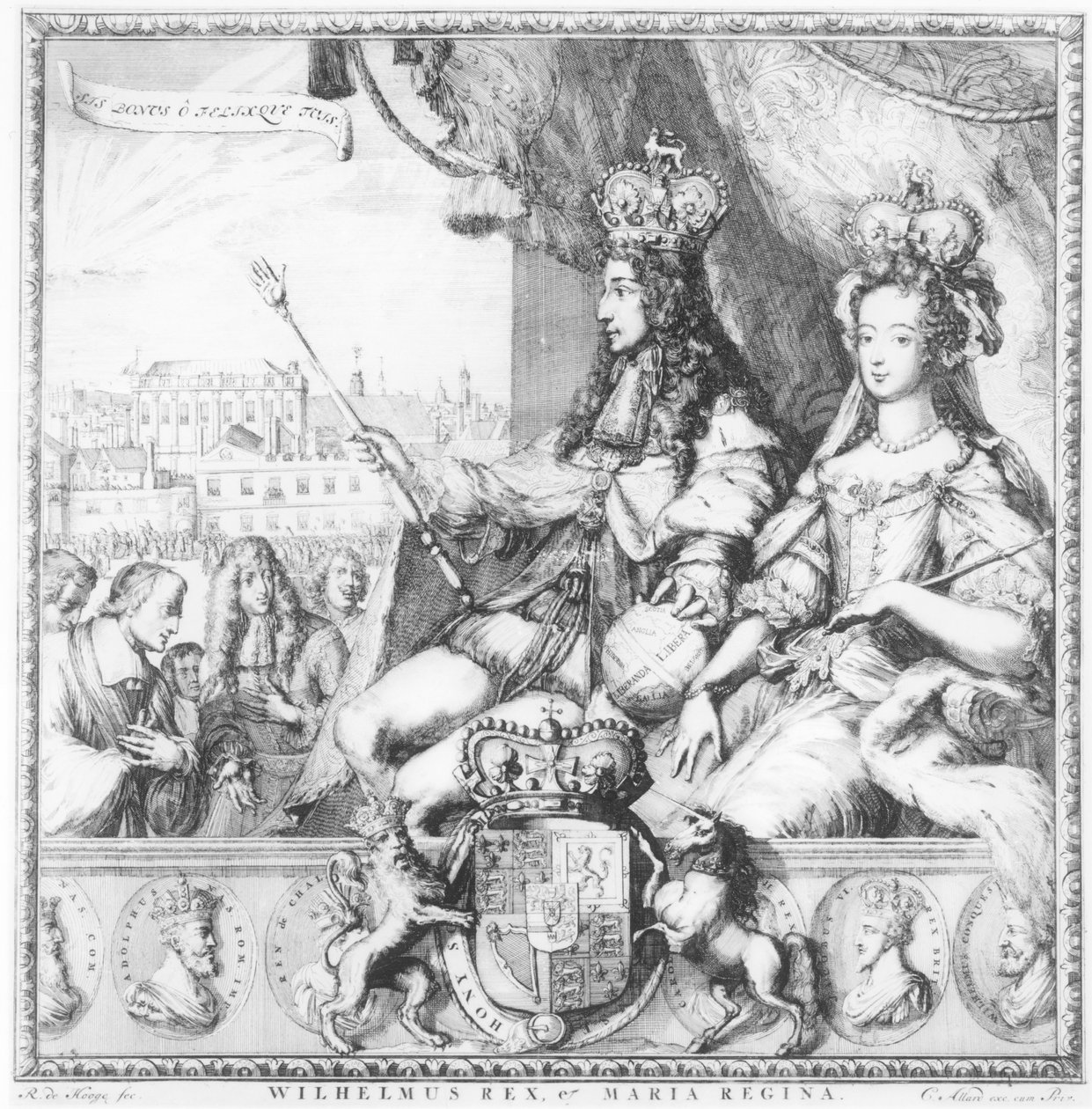 William III (1650-1702) og Mary II (1662-94) indgraveret af kunstneren, ca. 1690 af Romeyn de Hooghe