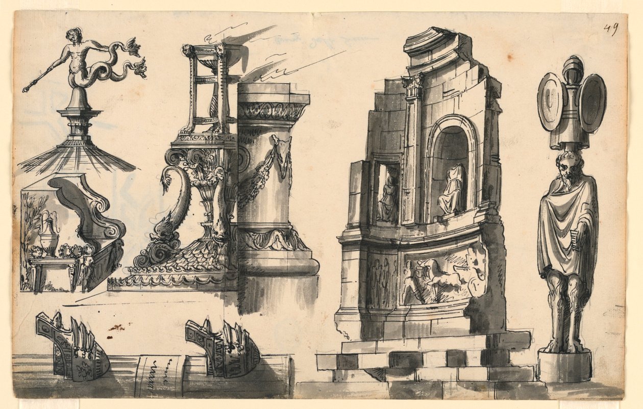 Arkitektoniske detaljer i klassisk og pseudo-klassisk stil af Romolo Achille Liverani