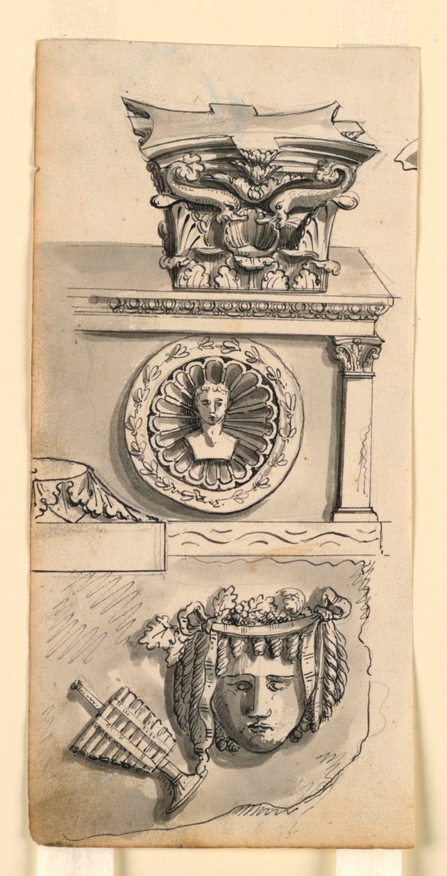 Design til en hovedstad, sarkofag og relief af Romolo Achille Liverani