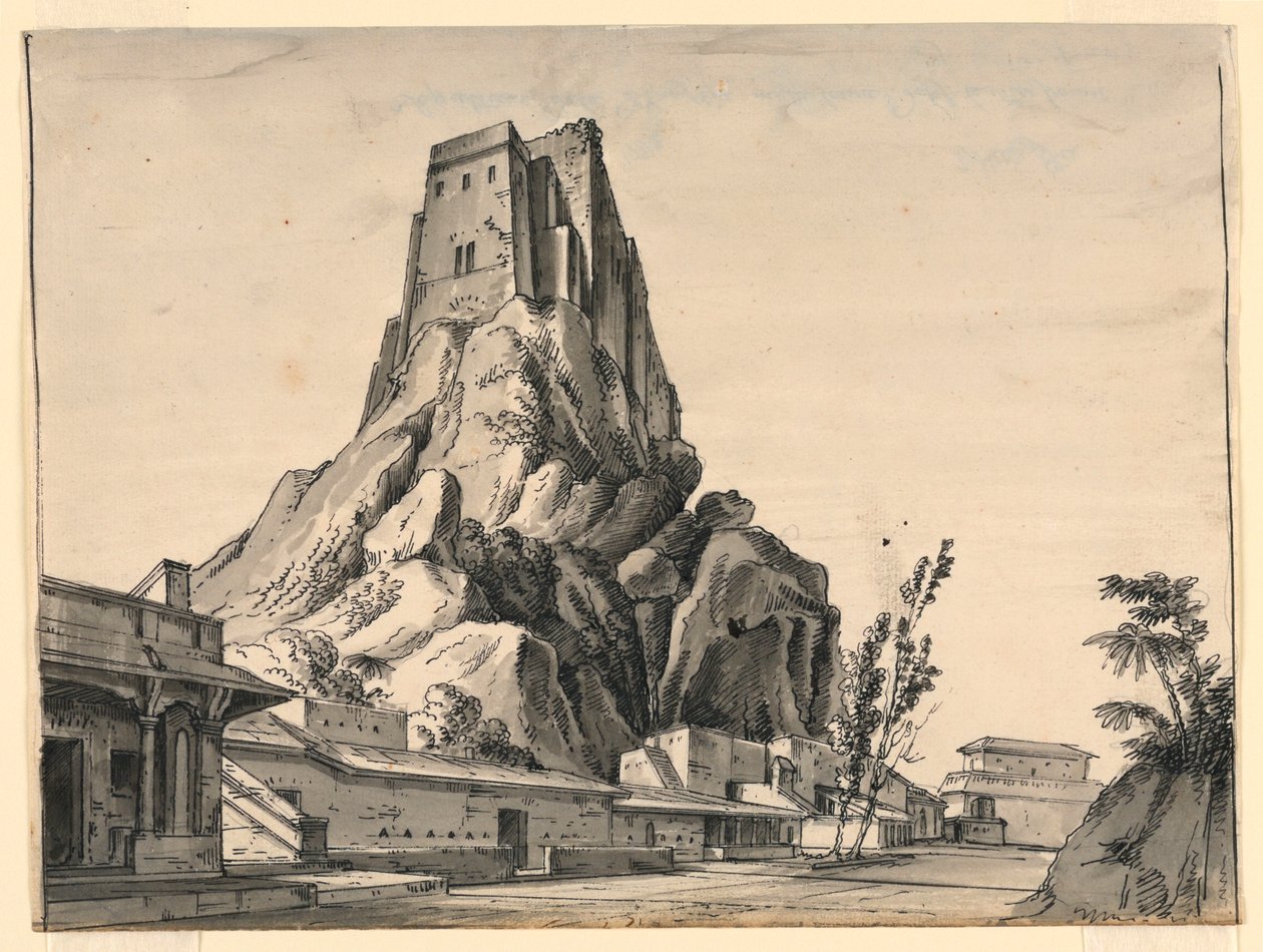 Scenedesign, Castle on Hill af Romolo Achille Liverani