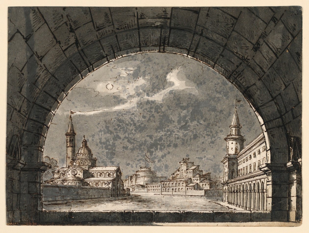 Scenedesign til Operaen "La Straniera" af Romolo Achille Liverani