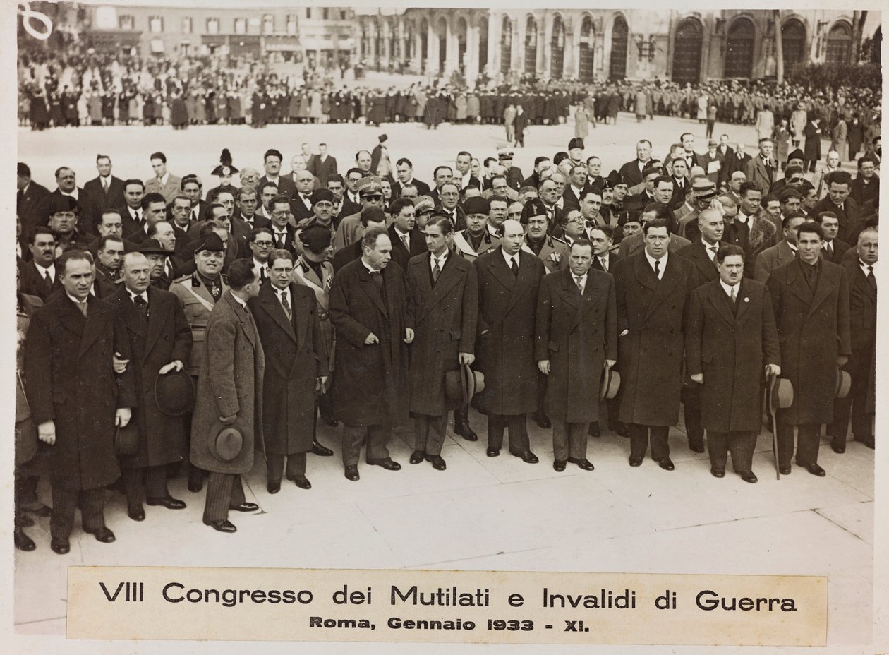 "VIII Kongres for lemlæstede og krigsinvalide - Rom, januar 1933 - 11" (s/h foto) af Romolo del Papa