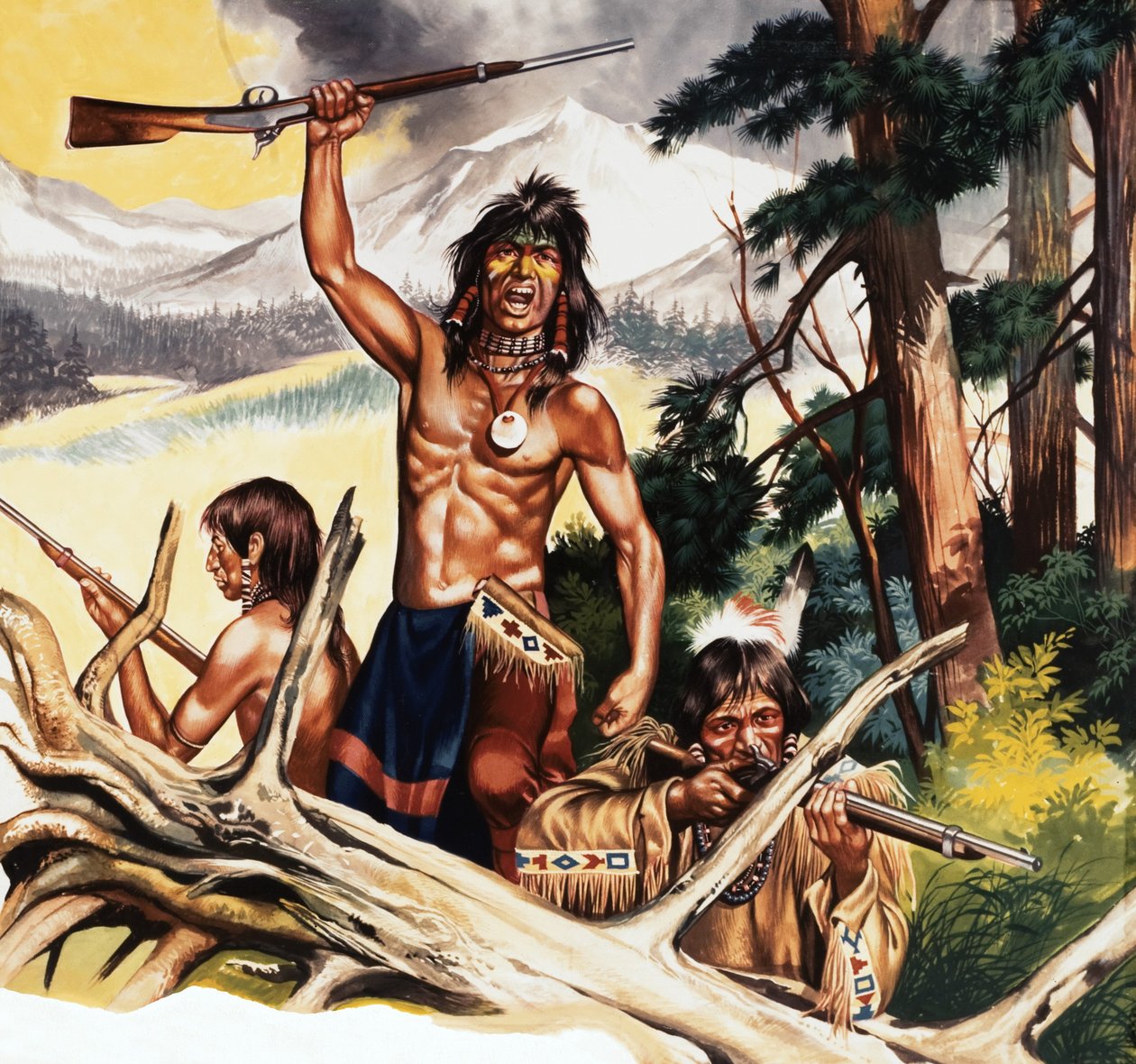 Amerikansk indianer med riffel af Ron Embleton