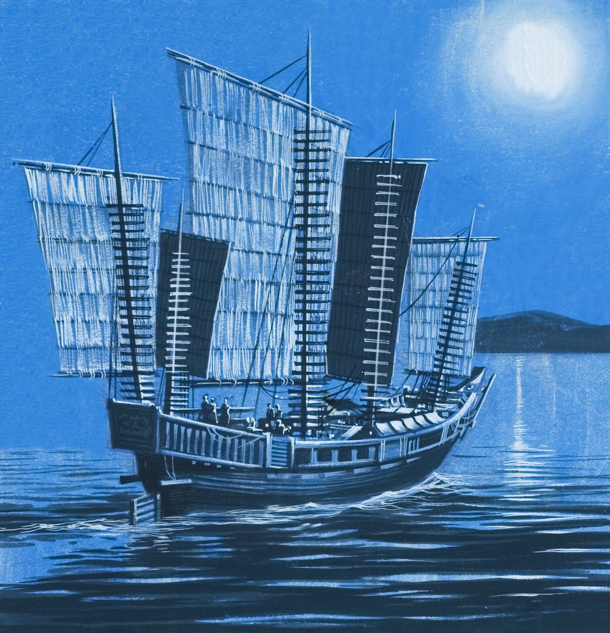 Kinesisk skib (gouache på papir) af Ron Embleton