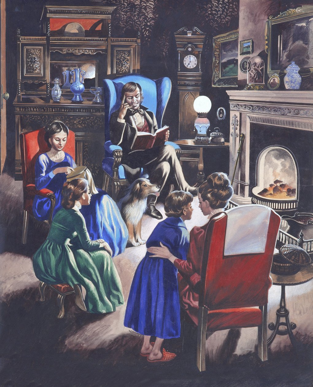 At vokse op gennem tiderne: The Poor Little Rich Girls of Britain (gouache på papir) af Ron Embleton