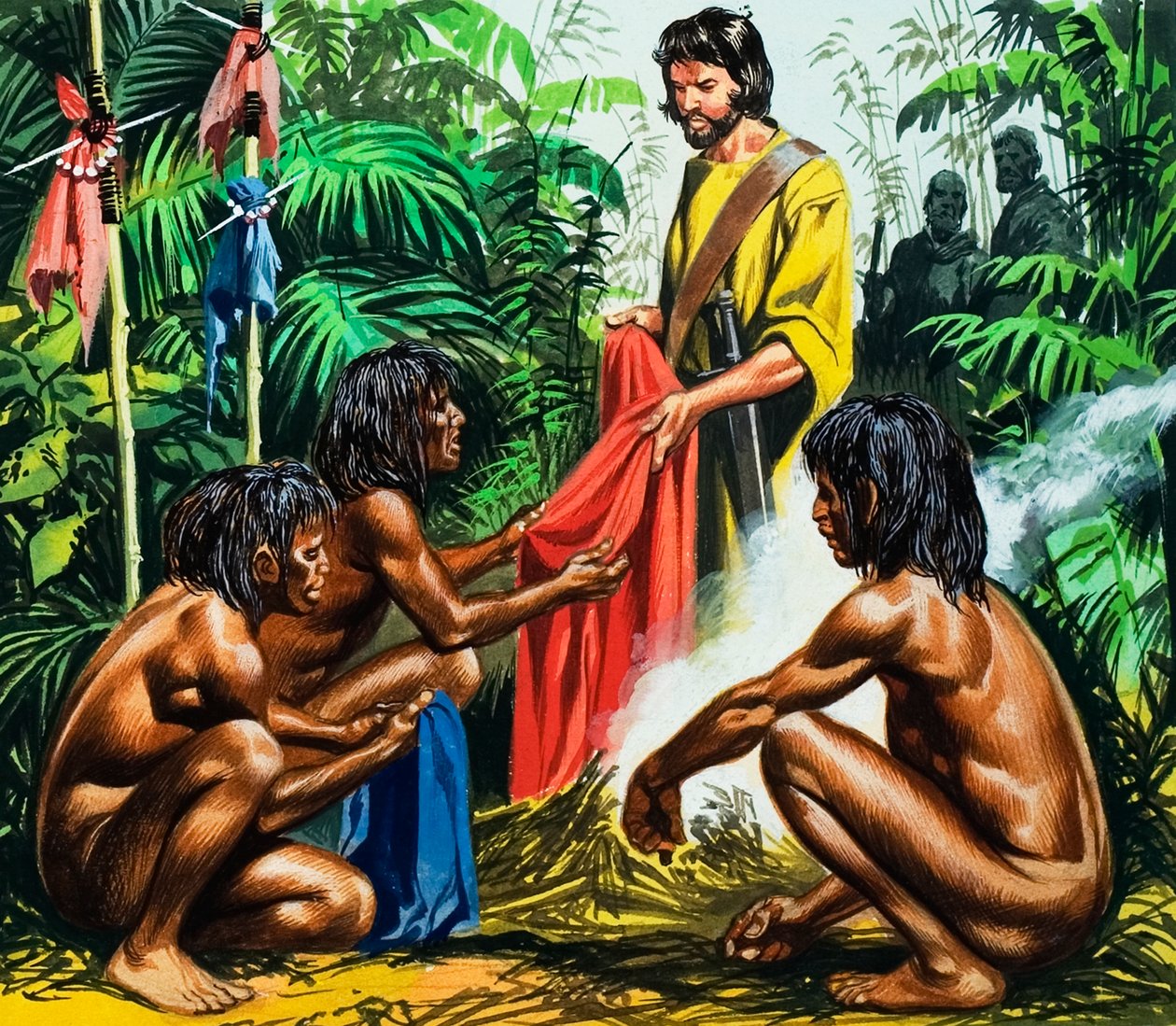 Marco Polo, kannibalernes trussel, 20. århundrede (gouache på papir)) af Ron Embleton