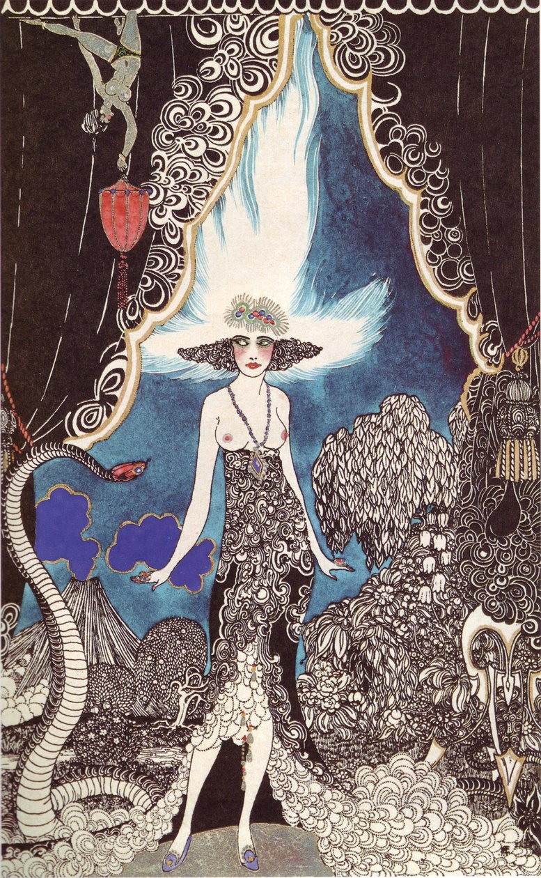 Illustration til The Rubaiyat of Omar Khayyam par Balfour, Ronald (1896-1941). Litografi, akvarel af Ronald Balfour