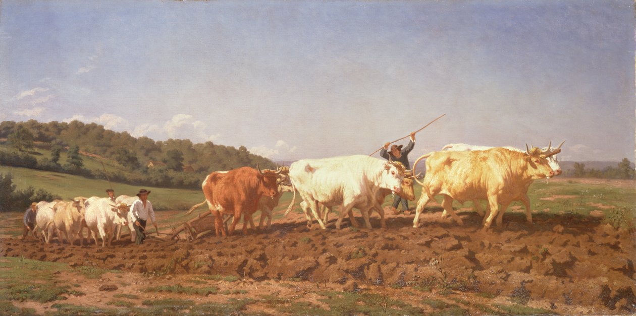 Pløjning i Nivernais, 1850 (se detaljer 60150) af Rosa Bonheur