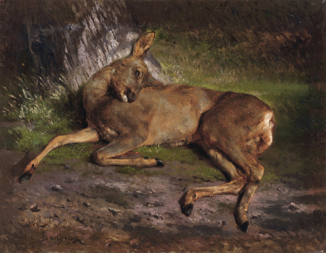 Et rådyr i skoven (olie på lærred) af Rosa Bonheur