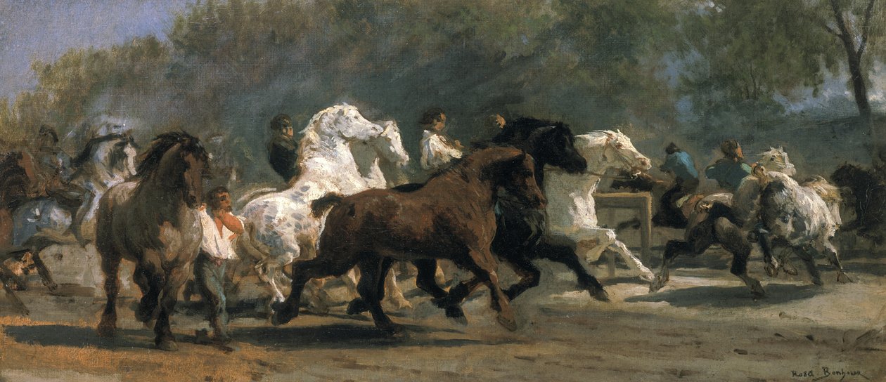 Studie for Hestemarkedet, 1852-54 af Rosa Bonheur