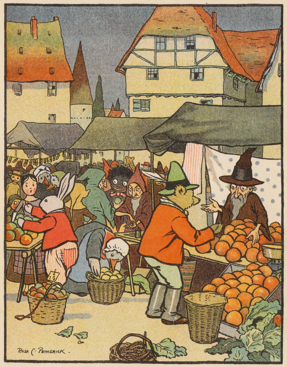 At the Play-Market (farvelitografi) af Rosa Petherick