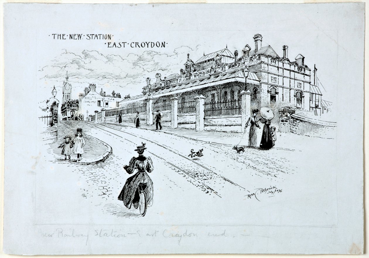 The New Station, East Croydon, juli 1896 (blæk på papir) af Rosa Clementina Petherick