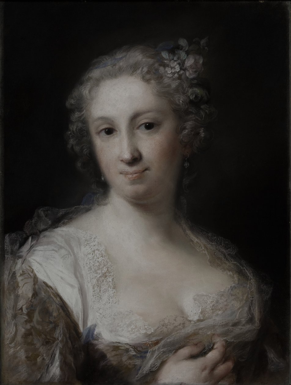 Portræt af en dame, ca.1730-40 (pastel på papir, lagt ned på lærred) af Rosalba Giovanna Carriera