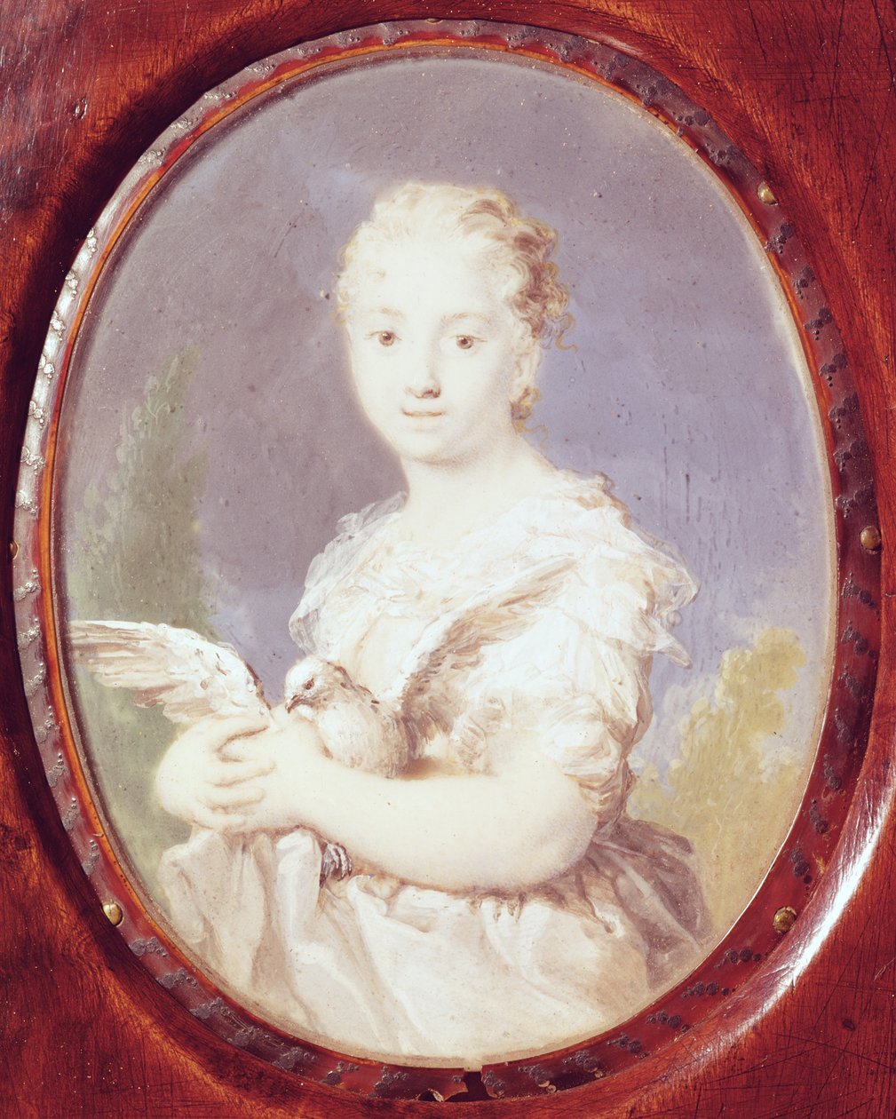 Ung pige med en due af Rosalba Giovanna Carriera
