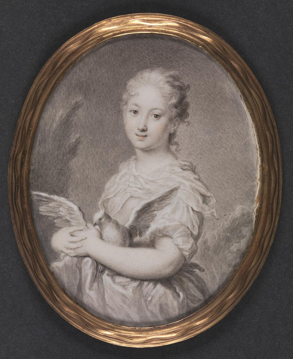 Kyskhed. En ung pige med en due af Rosalba Carriera