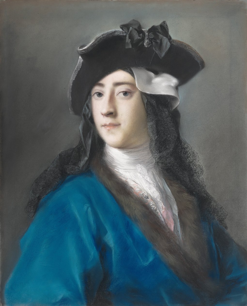Gustavus Hamilton, Anden Viscount Boyne, i Masquerade Costume, 1730-31 (pastel på papir, lagt ned på lærred) af Rosalba Giovanna Carriera