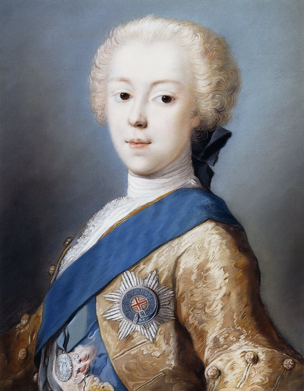 Portræt af prins Charles Edward Stuart, brystlængde, i profil til venstre, af Rosalba Giovanna Carriera