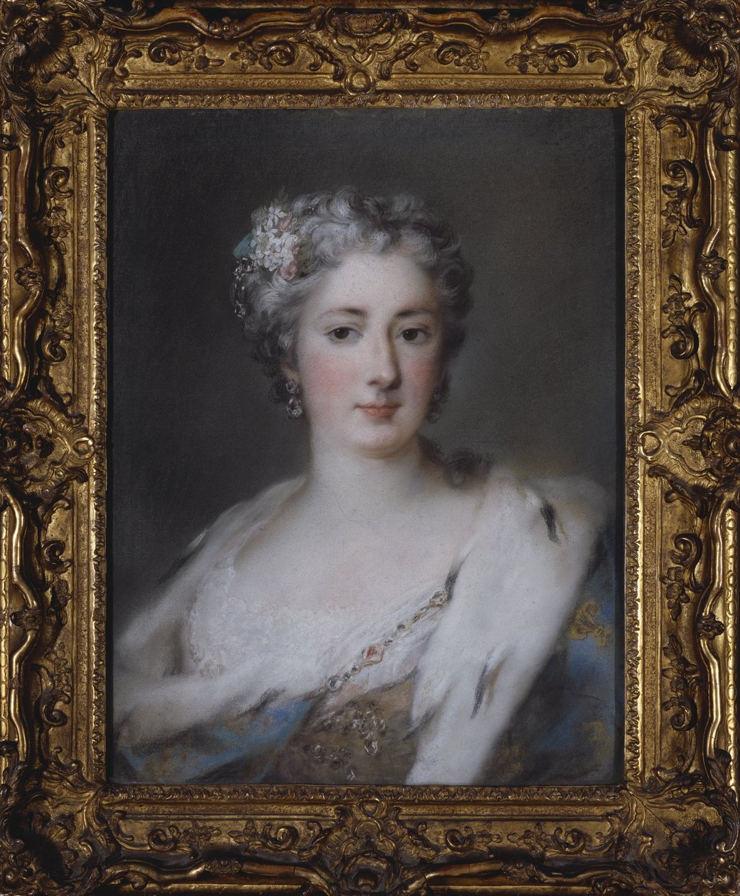 Portræt af en dame i en hermelin-trimmet kappe af Rosalba Giovanna Carriera