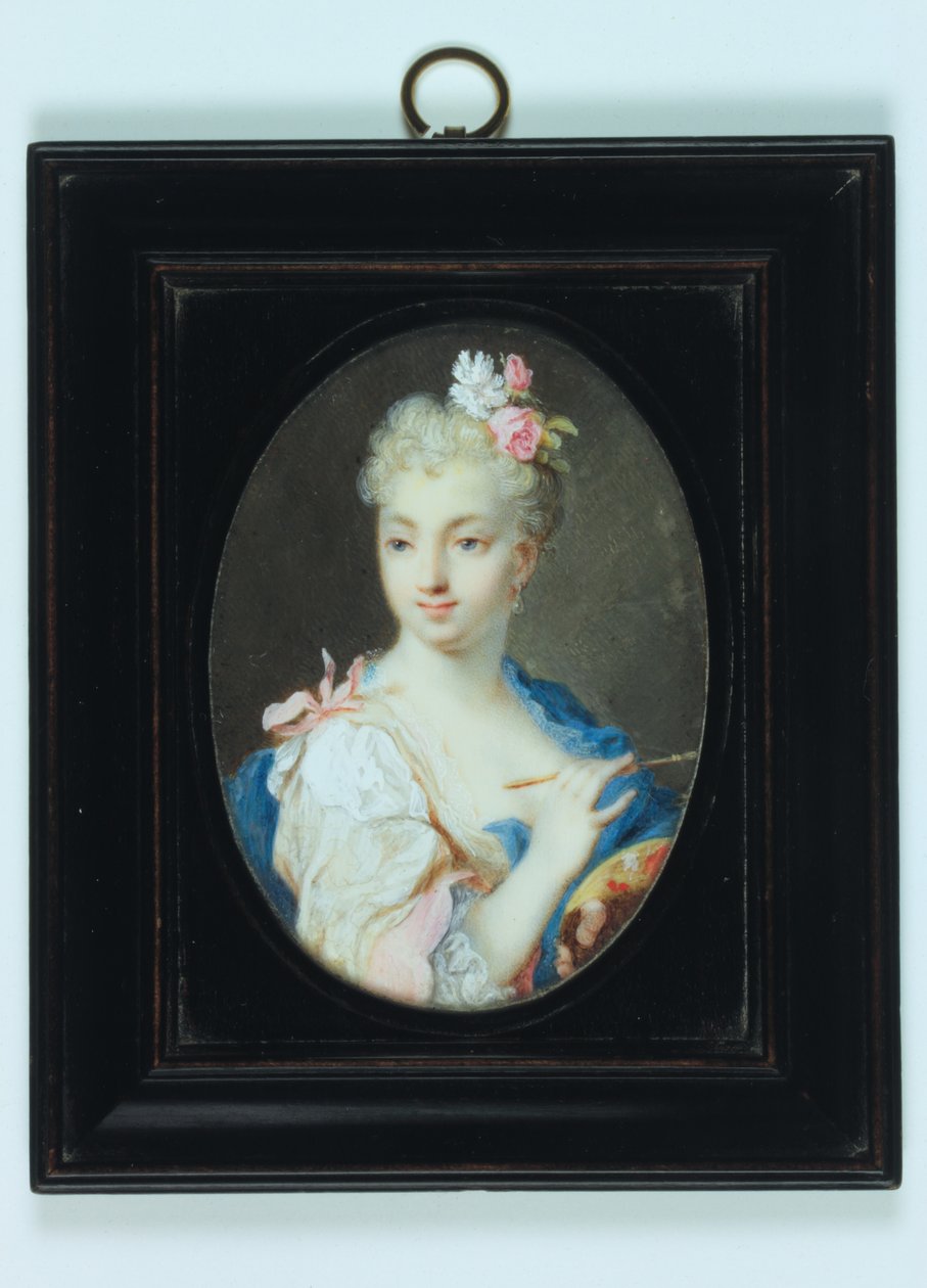 Selvportræt (akvarel på elfenben) af Rosalba Giovanna Carriera