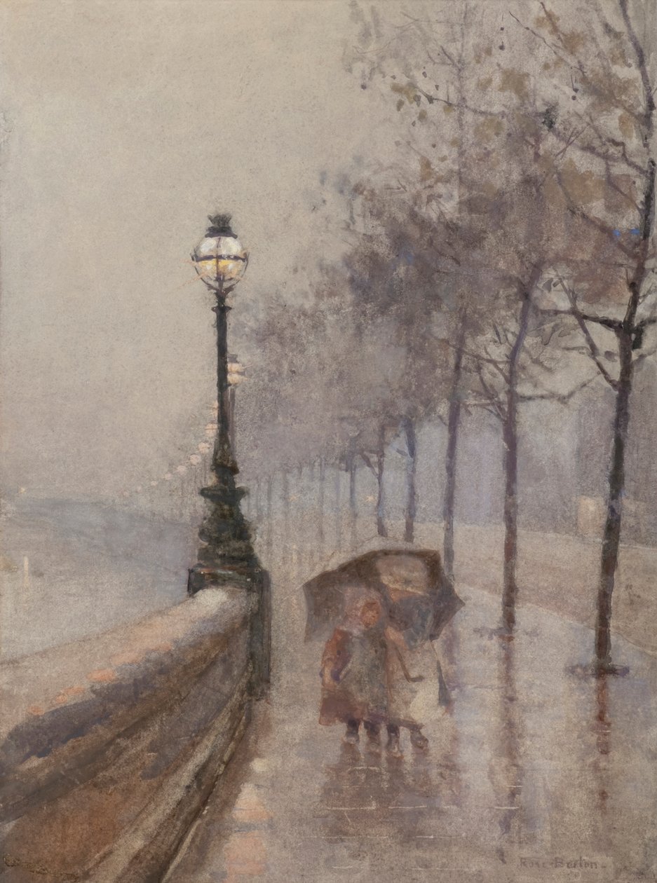 Børn på dæmningen (akvarel) af Rose Maynard Barton