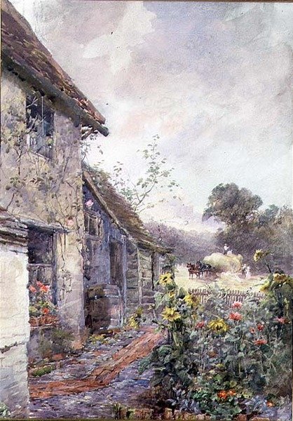 The Haycart Approaches (akvarel) af Rose Maynard Barton