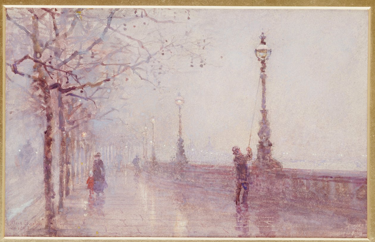 Den sidste lampe, Thames Embankment, 1892 af Rose Maynard Barton