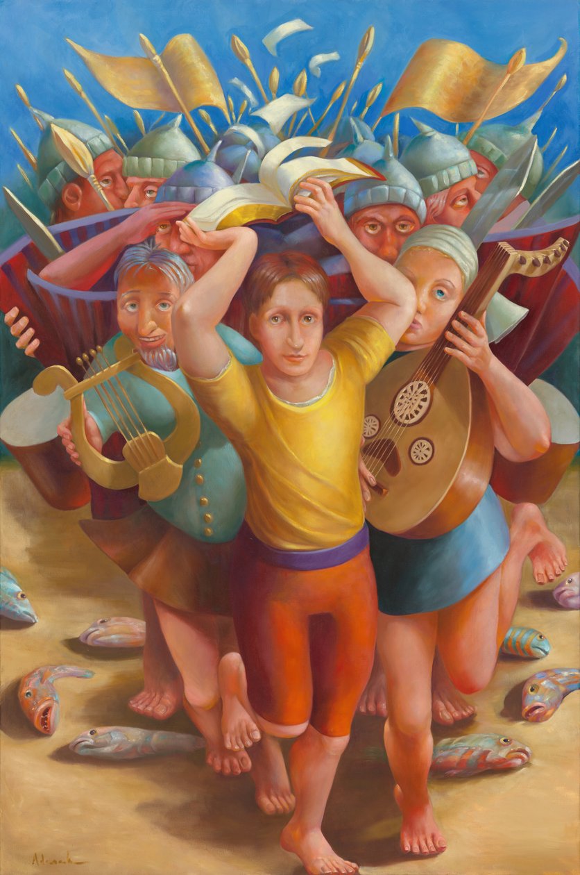 Crossing the Jordan, 2011 (olie på lærred) af Rosemarie Adcock
